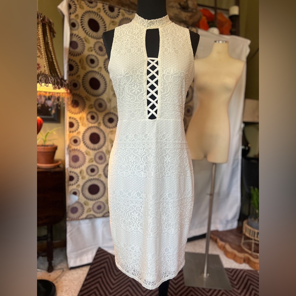 Rhapsody Sleeveless white lace dress size L